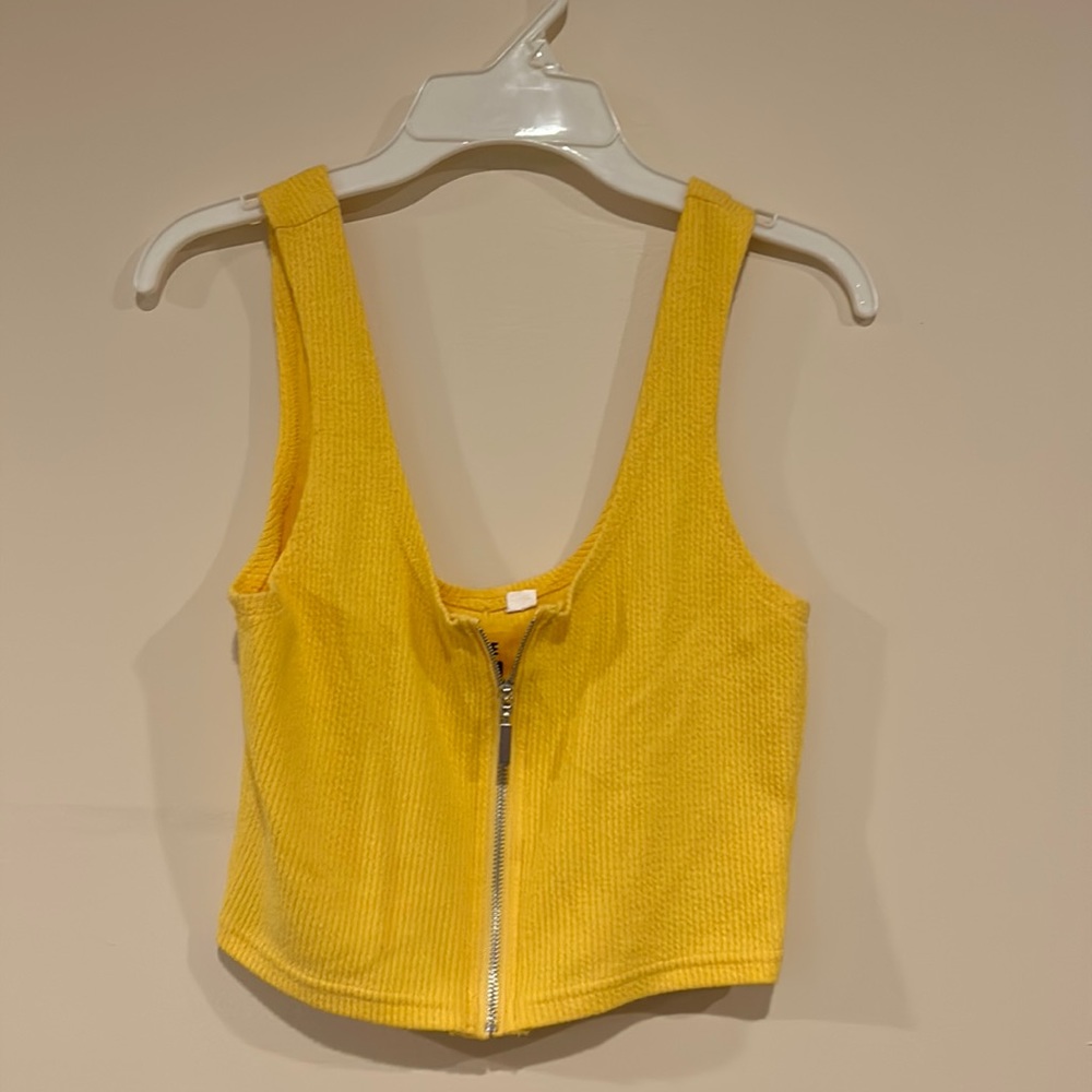 Yellow Zip Crop Top